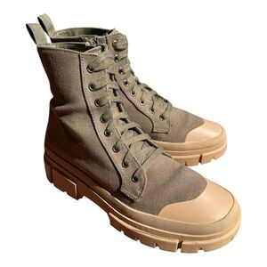 Women’s Deadstock, No Boundaries Drab Drab Olive, Khaki Canvas Military Boots